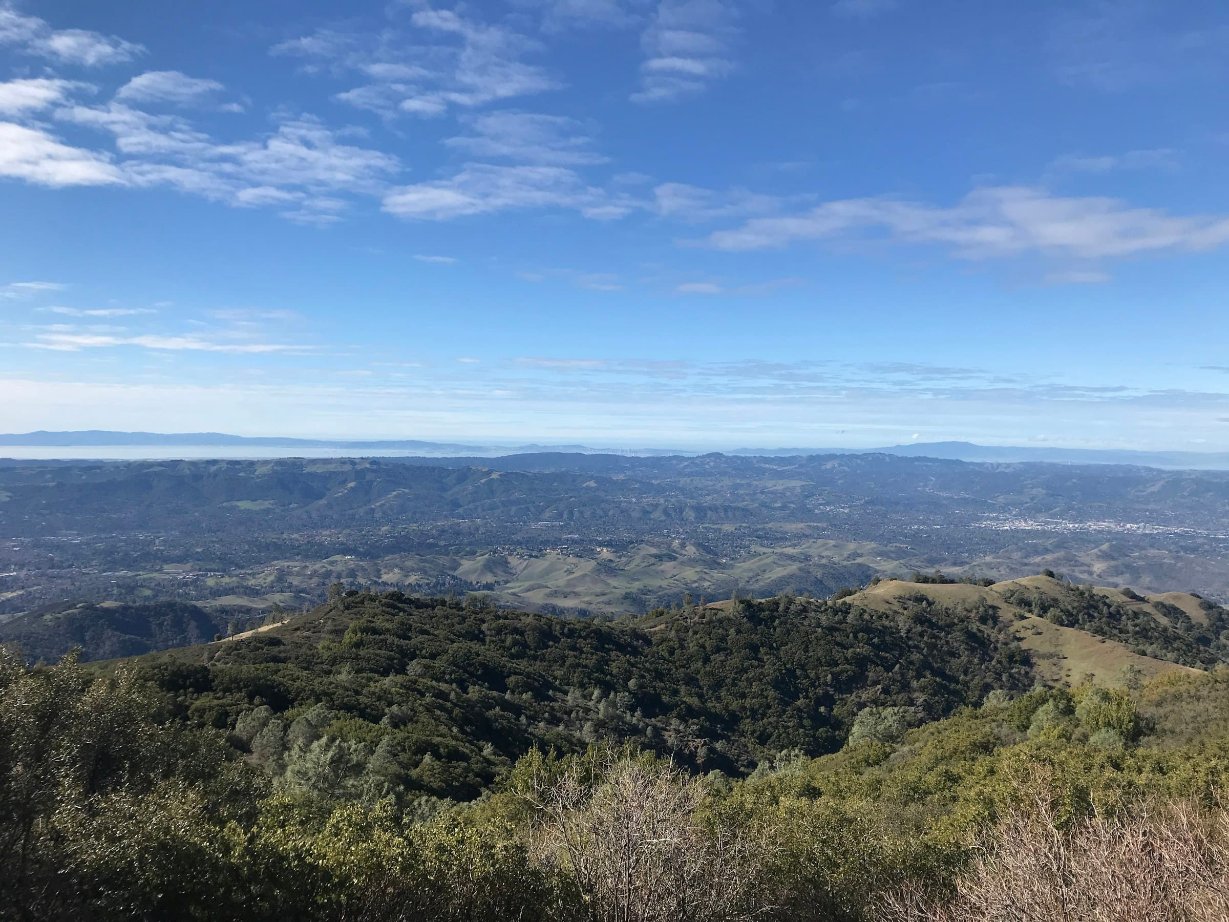 View over the East Bay hills and valleys from Mount Diablo